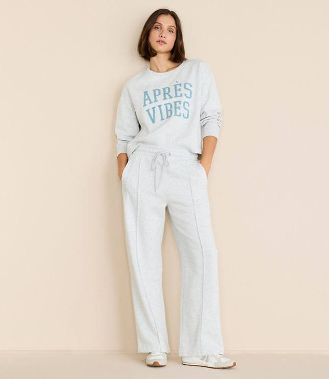 Petite Lou & Grey Heathered Elite Fleece Pintucked Straight Leg Pants