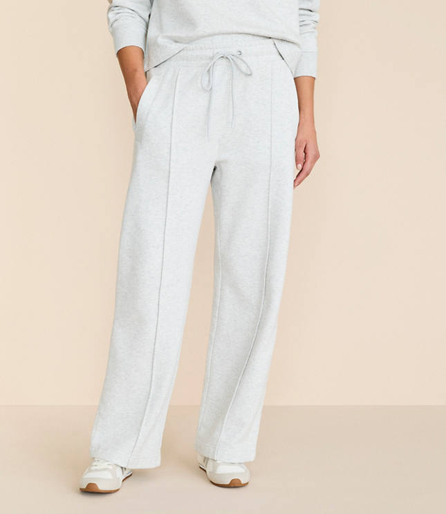 Petite Lou & Grey Heathered Elite Fleece Pintucked Straight Leg Pants
