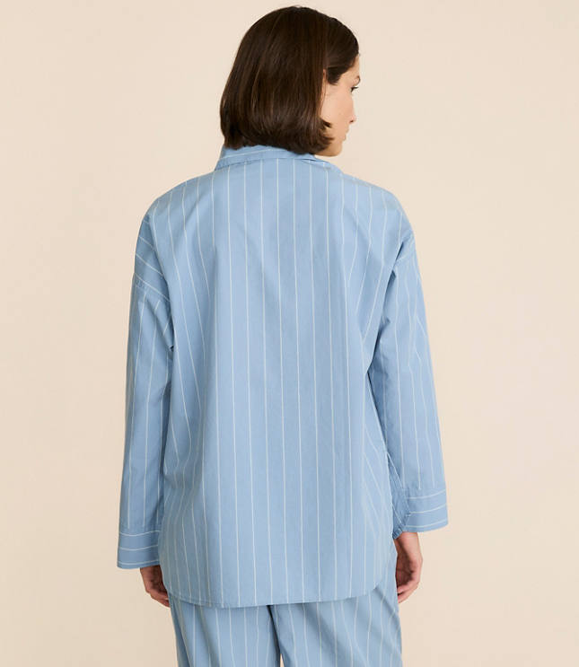 Striped Poplin Pajama Shirt carousel Product Image 3