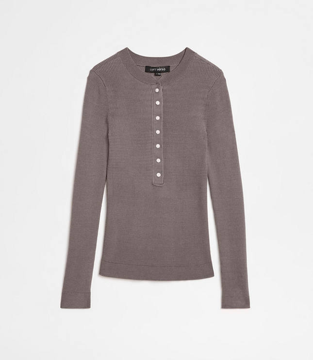 LOFT Versa Ribbed Henley Sweater