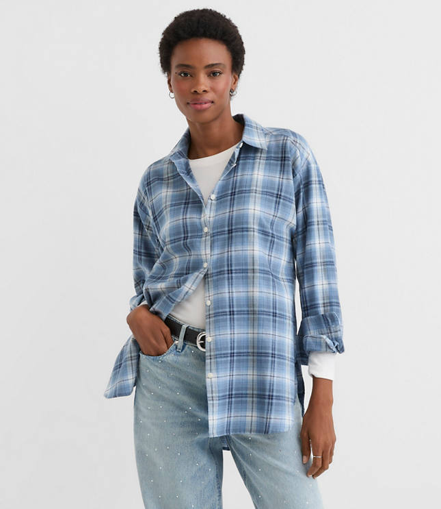 Plaid Flannel Everyday Oversized Tunic Shirt