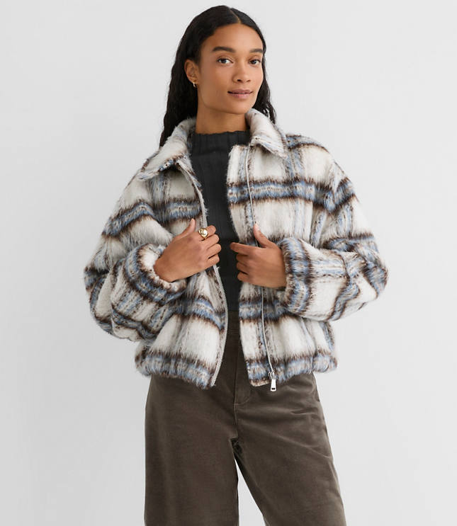 Plaid Boucle Bubble Jacket