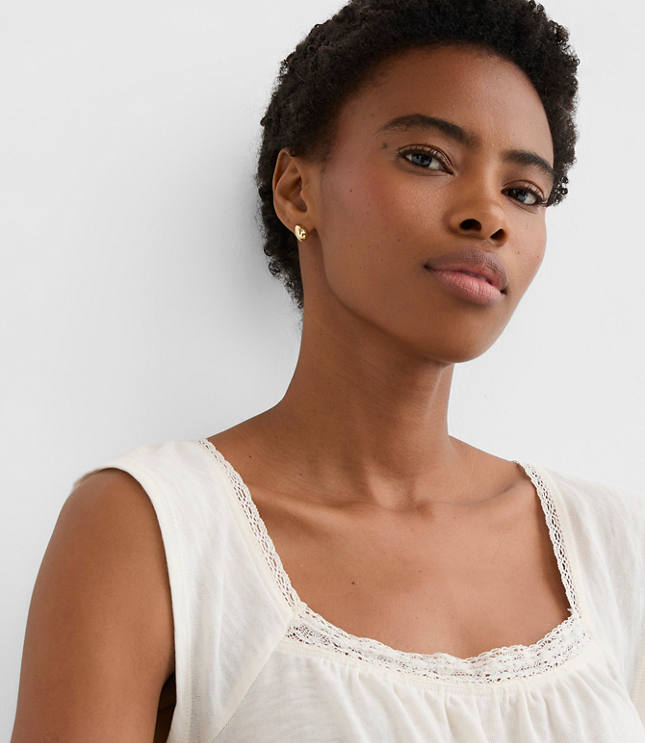 Lace Trim Square Neck Top