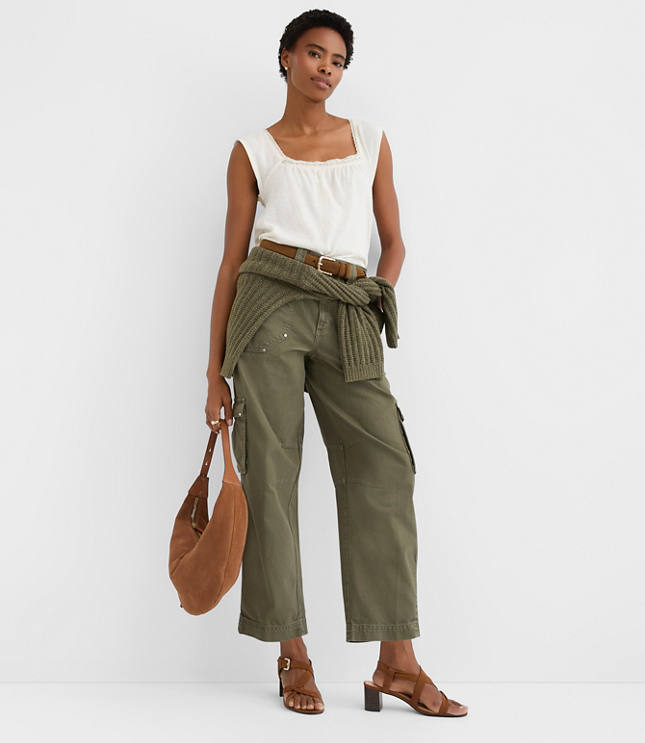 Lace Trim Square Neck Top