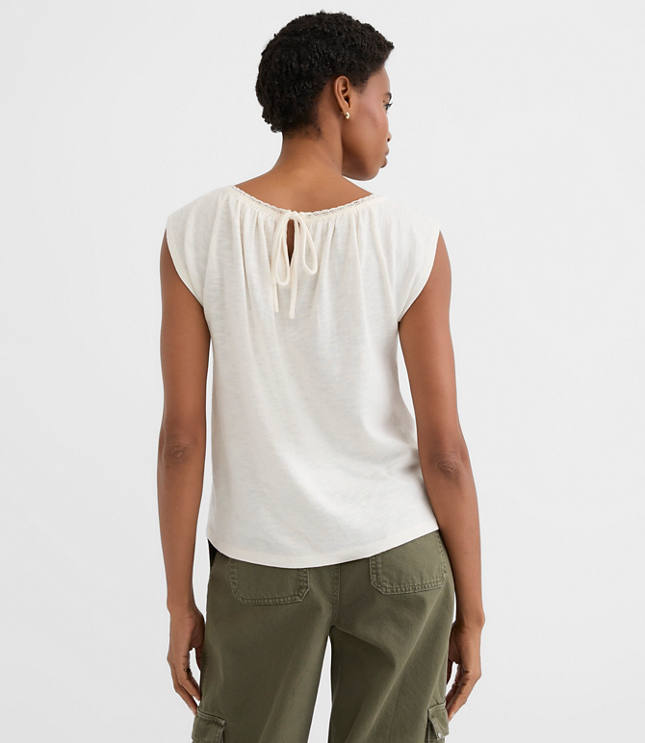 Lace Trim Square Neck Top