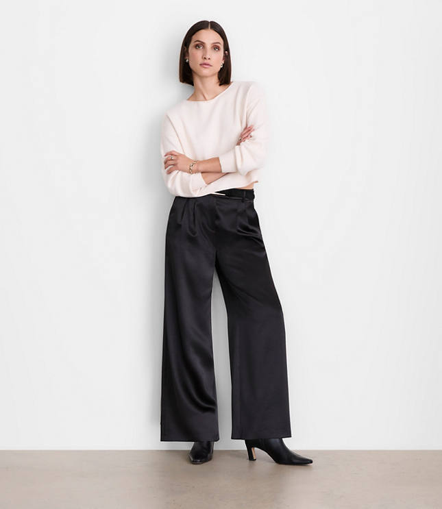 Petite LOFT Versa Satin Palazzo Pants