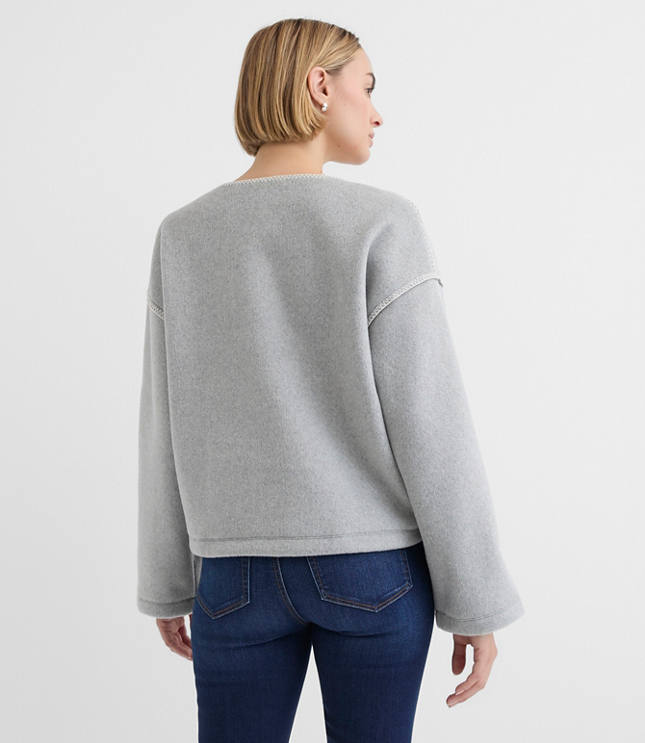 Heathered Whipstitch Fleece Top