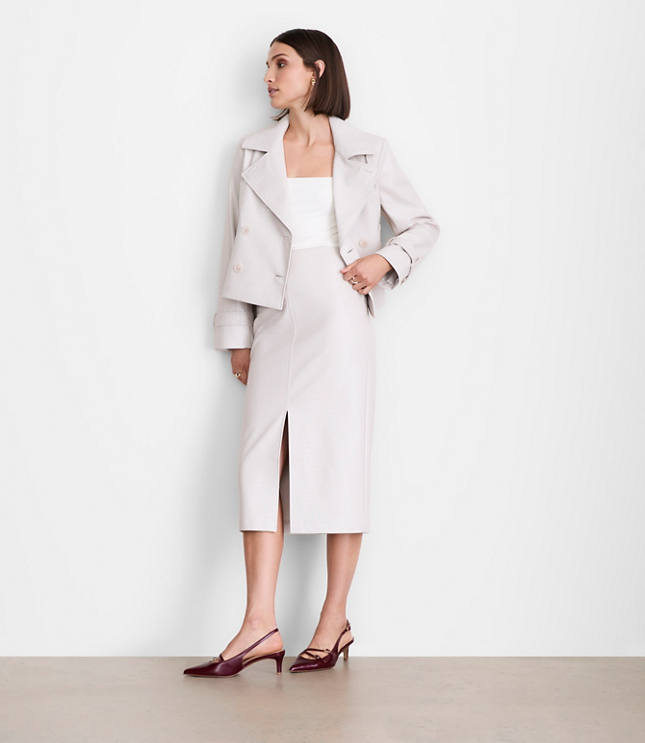 Petite LOFT Versa Embossed Faux Leather Long Skirt