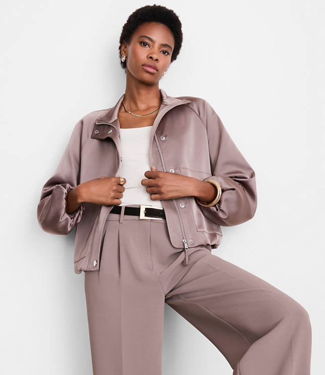 LOFT Versa Satin Bomber Jacket