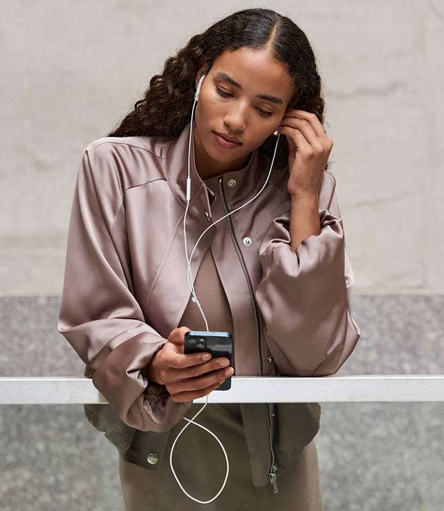 LOFT Versa Satin Bomber Jacket