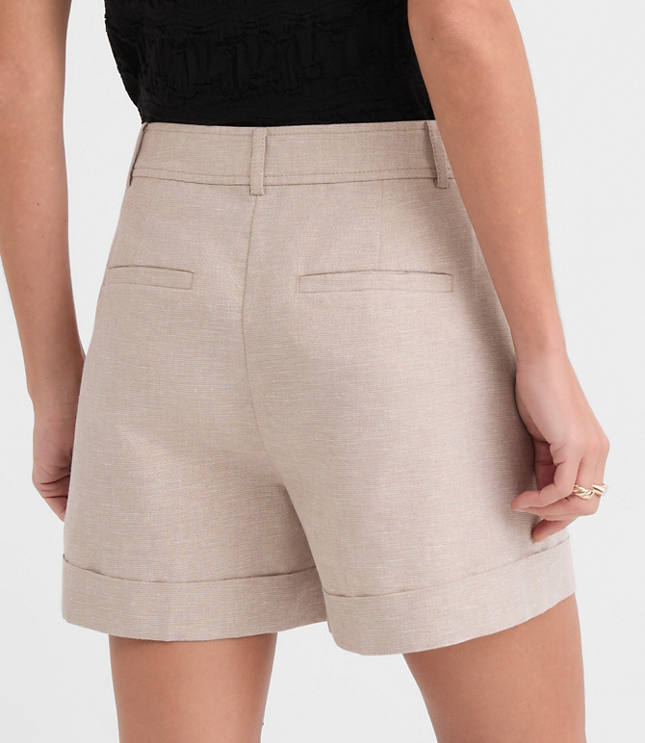 Cuffed Shorts in Shimmer Linen Cotton