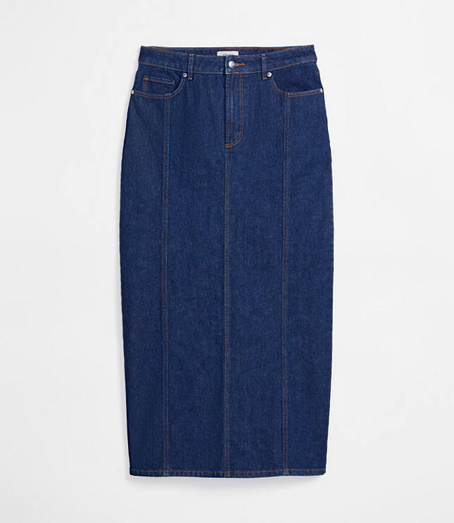 Rivete Seamed Denim Maxi Skirt in Nova Wash
