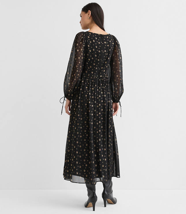 Shimmer Geo Clip Ruched Maxi Dress