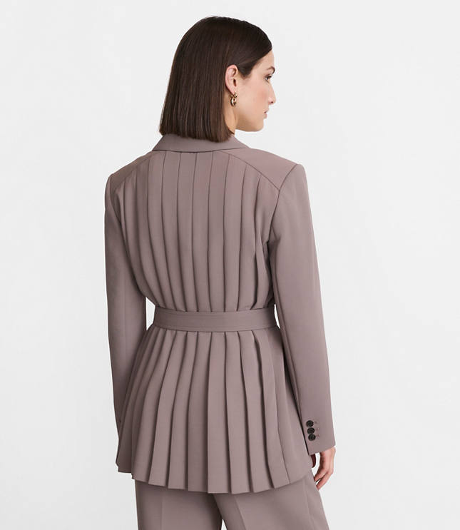 LOFT Versa Crepe Drape Back Pleated Belted Blazer