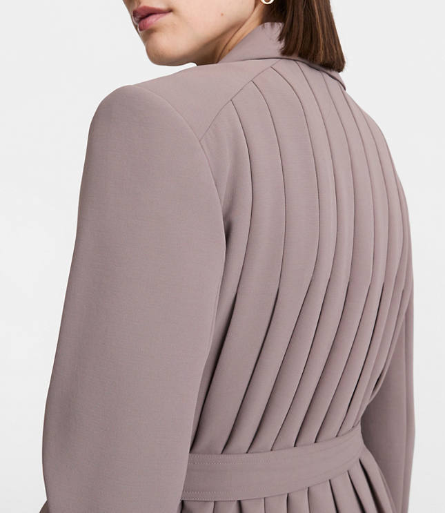 LOFT Versa Crepe Drape Back Pleated Belted Blazer