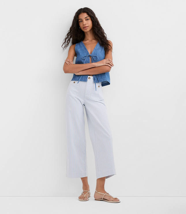 Palmer Wide Leg Crop Pants in Stripe