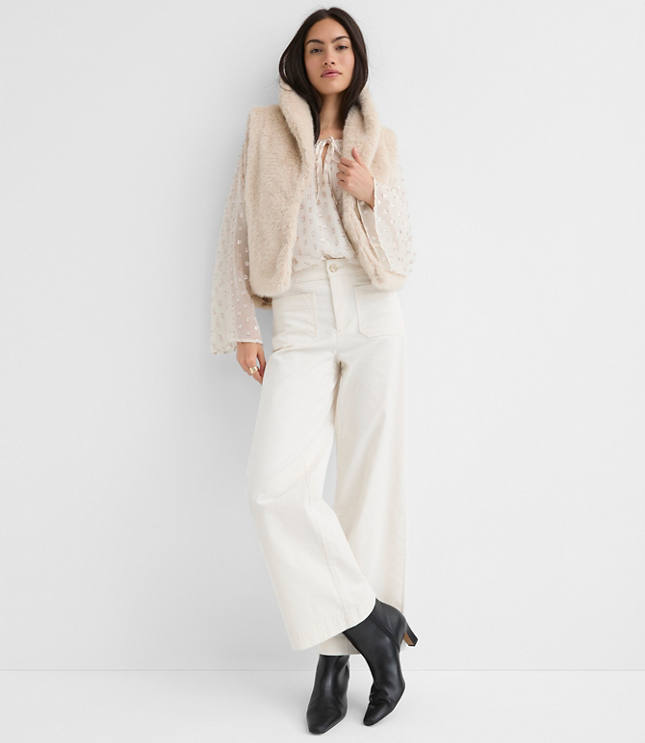 Shimmer Clip Flare Sleeve Tie Neck Blouse