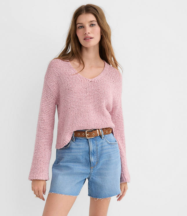 Open Stitch V-Neck Sweater