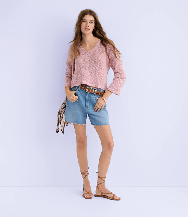 Open Stitch V-Neck Sweater