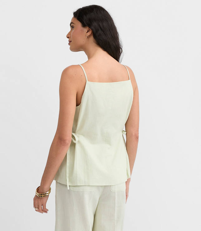Side Tie Linen Cotton Strappy Vest Top