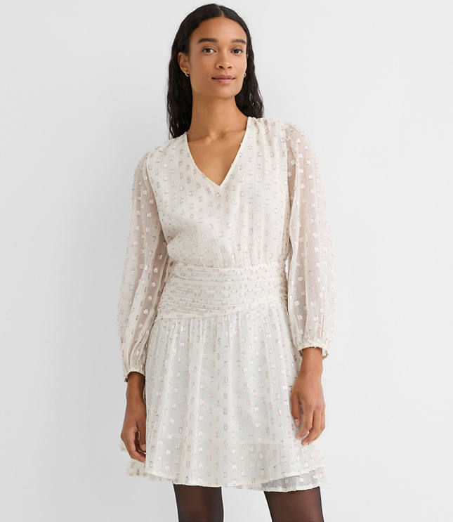 Shimmer Clip Shirred Mini Dress