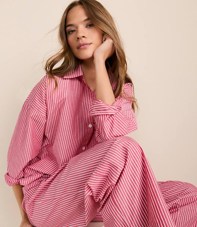 Striped Poplin Pajama Shirt