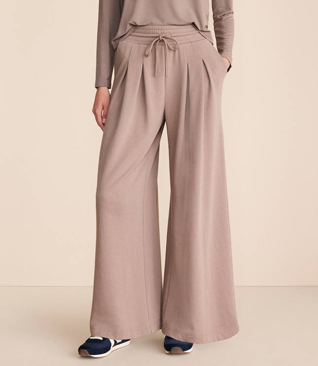 Petite Lou & Grey Cozy Cotton Pleated Wide Leg Pants