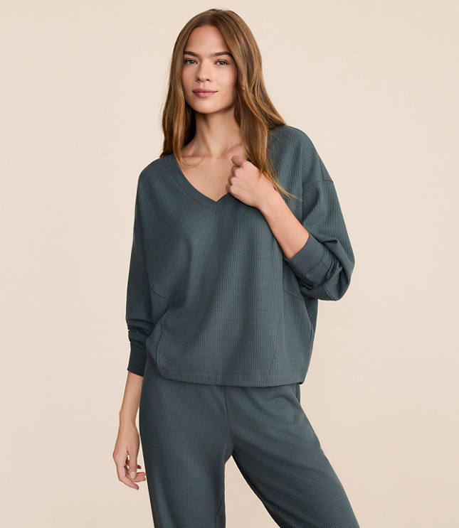 Lou & Grey Upstate Waffle V-Neck Top