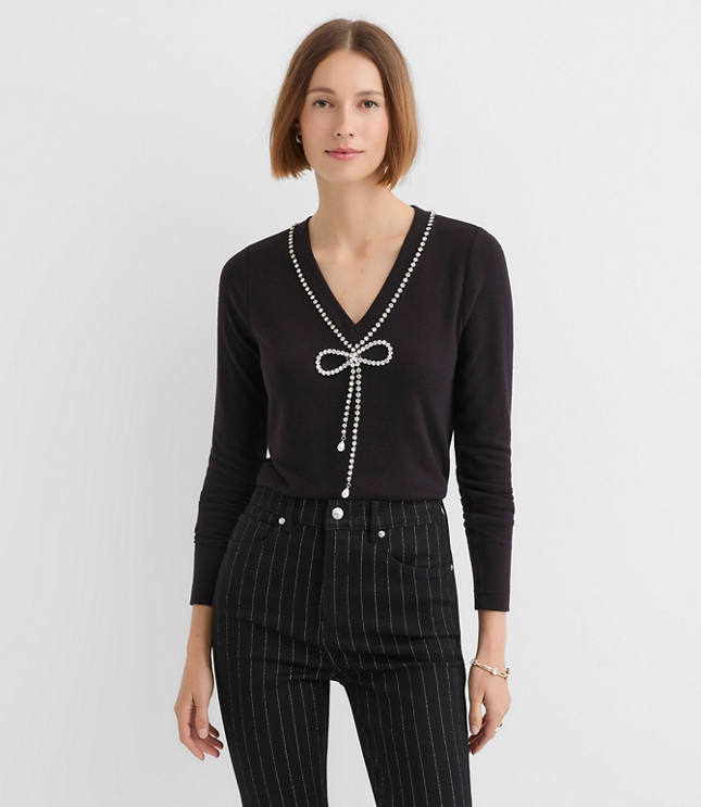 Reversible Jeweled Bow Top