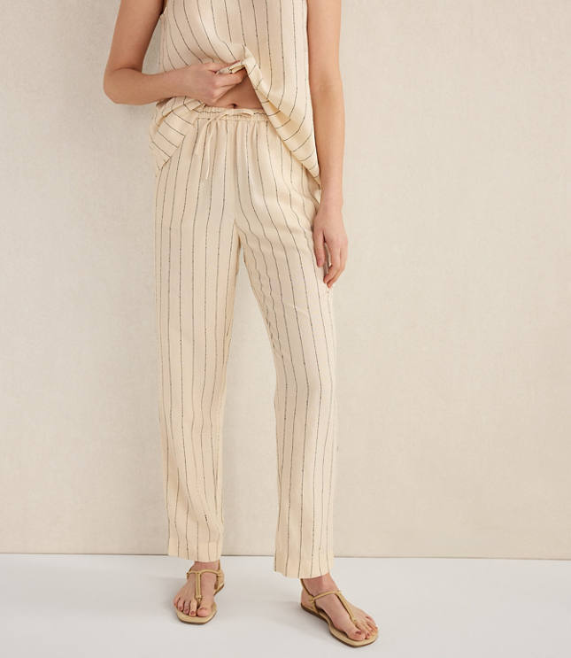 【2plan】Blend striped slacks Linen Blend Striped Flowy Pants | Tribal | Suzanne's