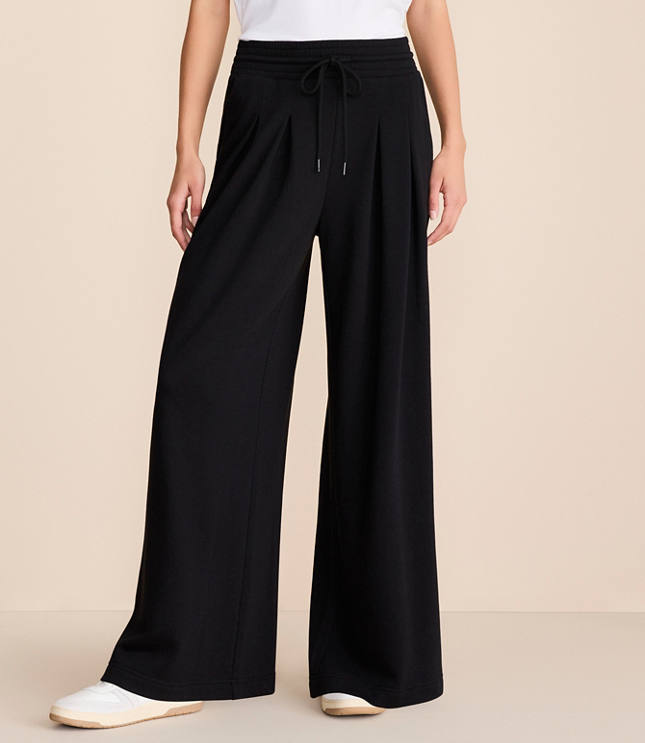 Lou & Grey Cozy Cotton Pleated Wide Leg Pants