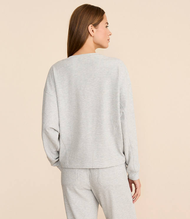 Petite Lou & Grey Heathered Upstate Waffle V-Neck Top