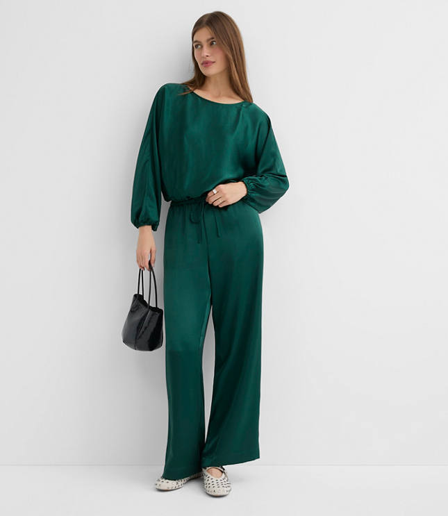 Petite Satin Bubble Hem Blouse