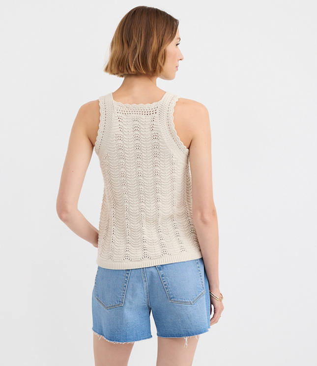 Scalloped Square Neck Sweater Tank Top