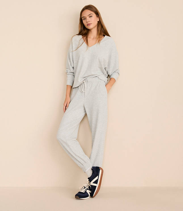 Petite Lou & Grey Heathered Upstate Waffle Joggers