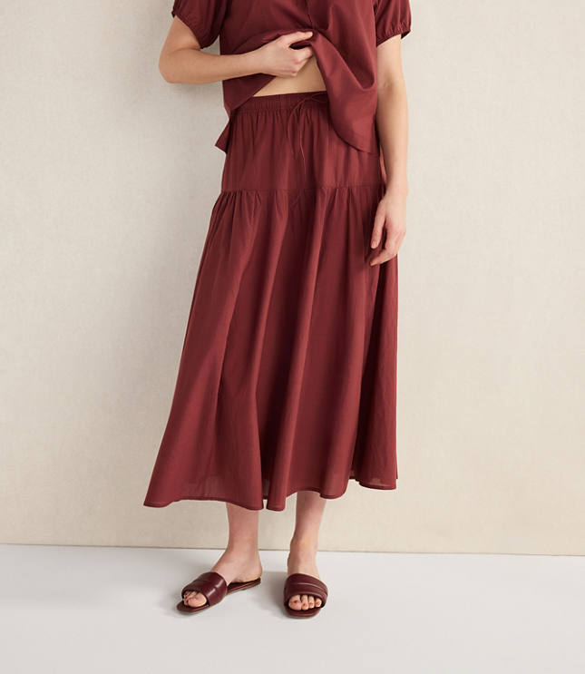Haven Well Within Cotton Voile Blend Drop Waist Midi Skirt