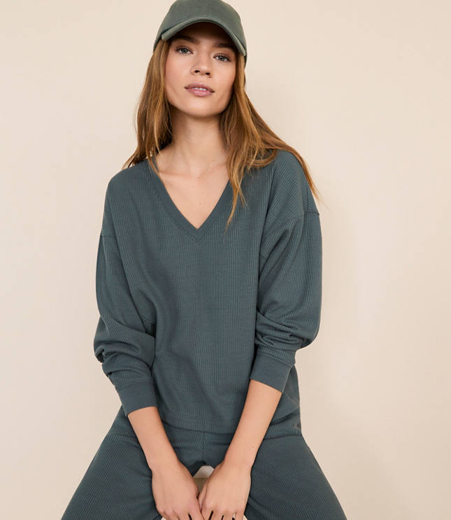 Petite Lou & Grey Upstate Waffle V-Neck Top
