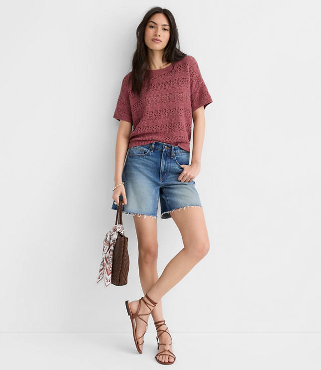 Pointelle Relaxed Sweater Tee