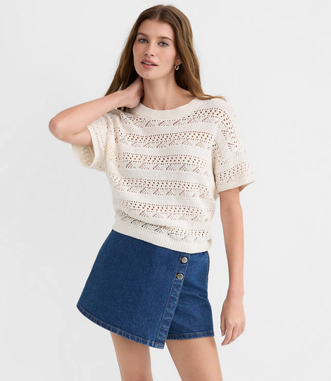 Pointelle Relaxed Sweater Tee