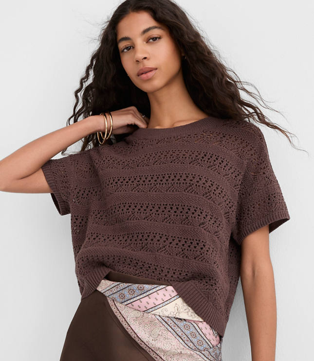 Pointelle Relaxed Sweater Tee