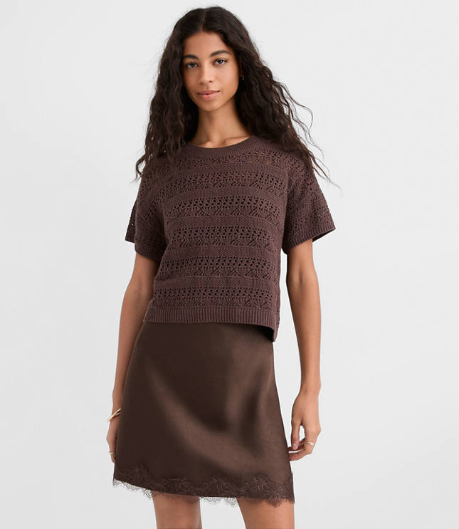 Pointelle Relaxed Sweater Tee
