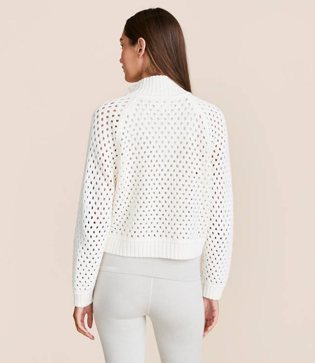 Lou & Grey Mesh Stitch Half Zip Sweater