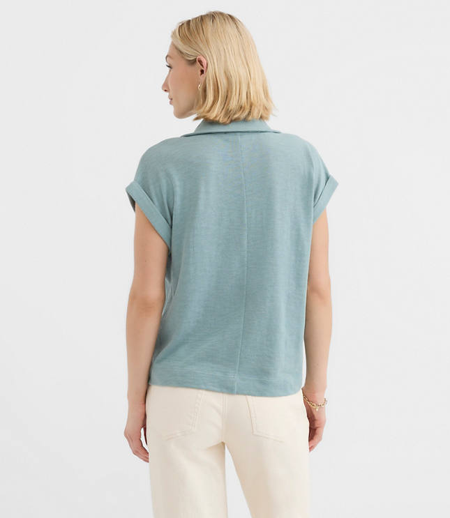 Collared Split Neck Top