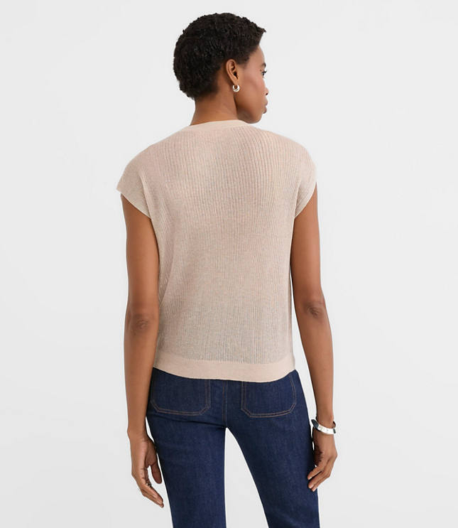 Shimmer Ribbed Cap Sleeve Sweater Tee