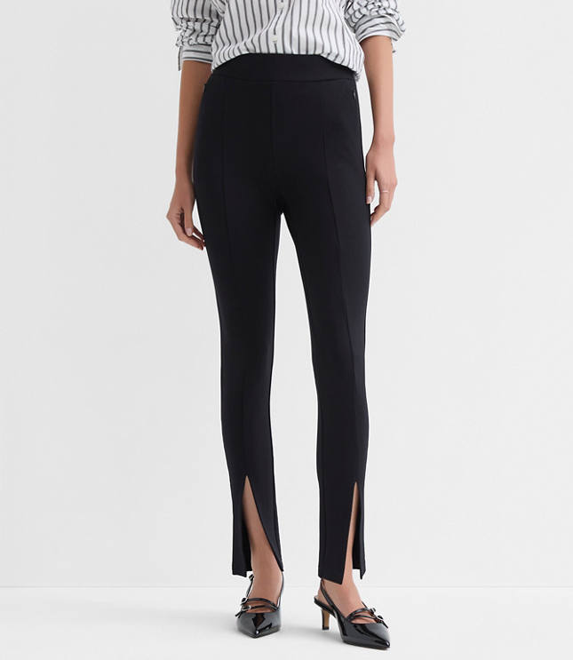 Petite Split Hem Leggings in Ponte