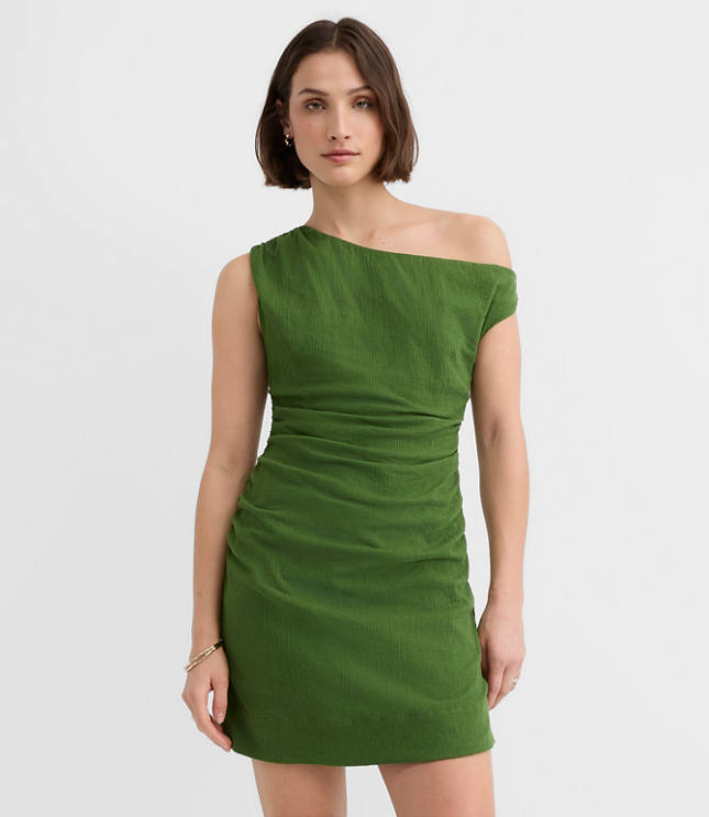 LOFT Beach Ruched Off The Shoulder Mini Dress
