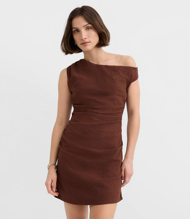 LOFT Beach Ruched Off The Shoulder Mini Dress