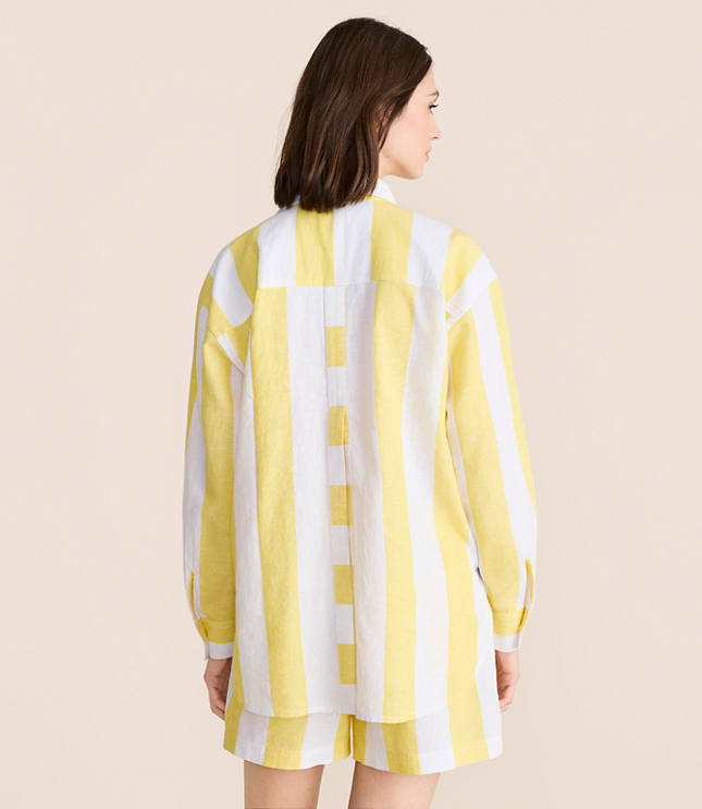 Lou & Grey Striped Linen Cotton Back Slit Tunic Shirt