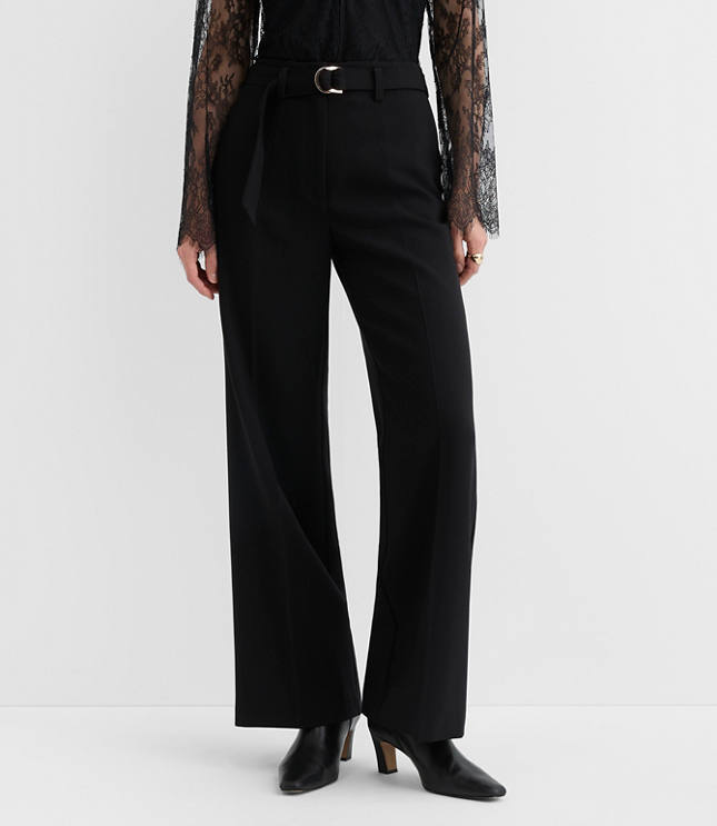Belted Stovepipe Pants in Doubleface