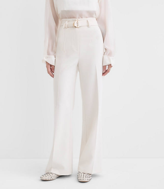 Belted Stovepipe Pants in Doubleface